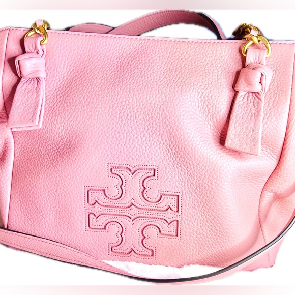 NWT Tory Burch Harper M Size Leather Satchel Bag in Pink w/ Gold Tone Hardware - Picture 4 of 11